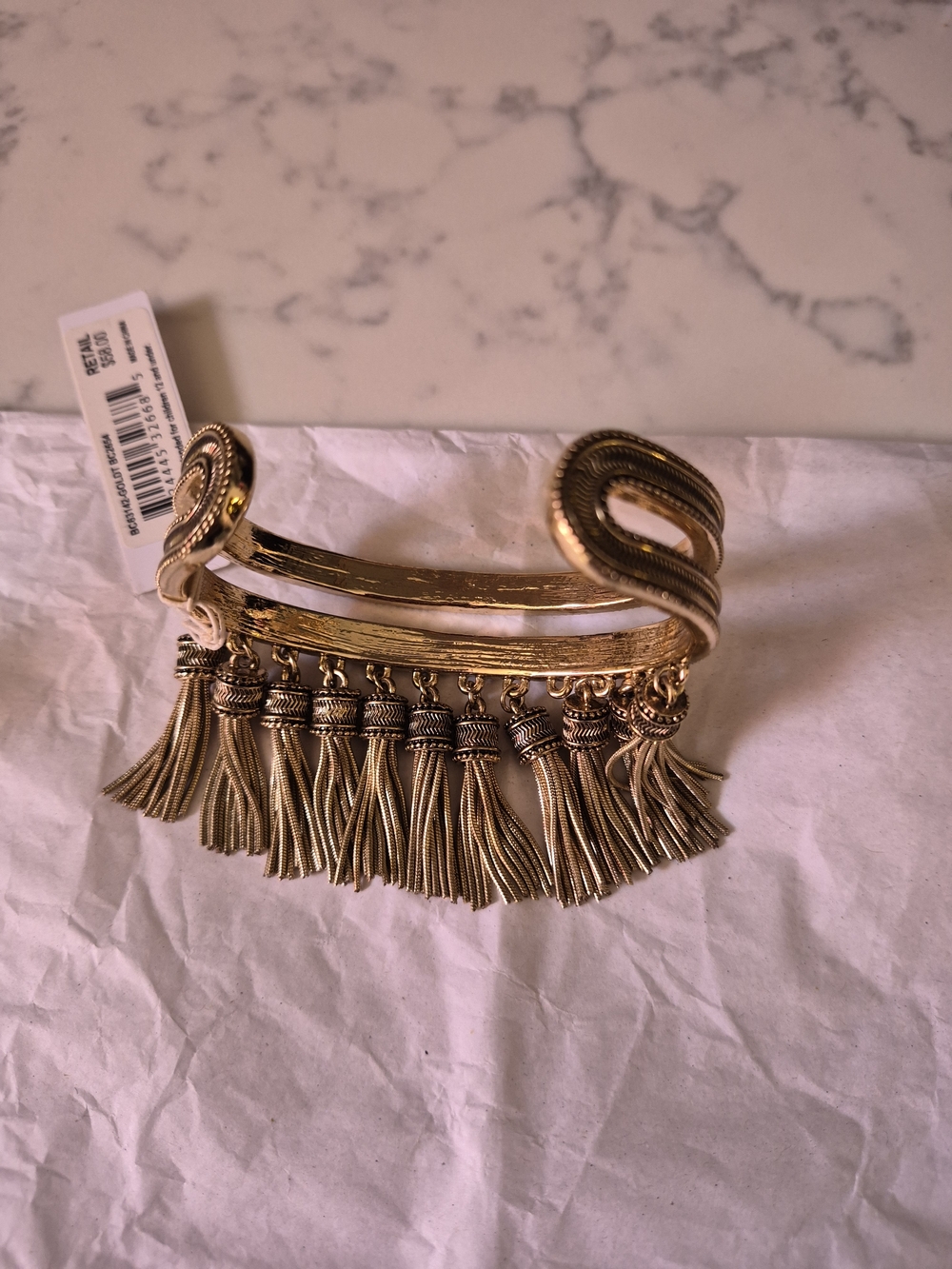 BCBGeneration Gold Tassel Cuff Bracelet Junior